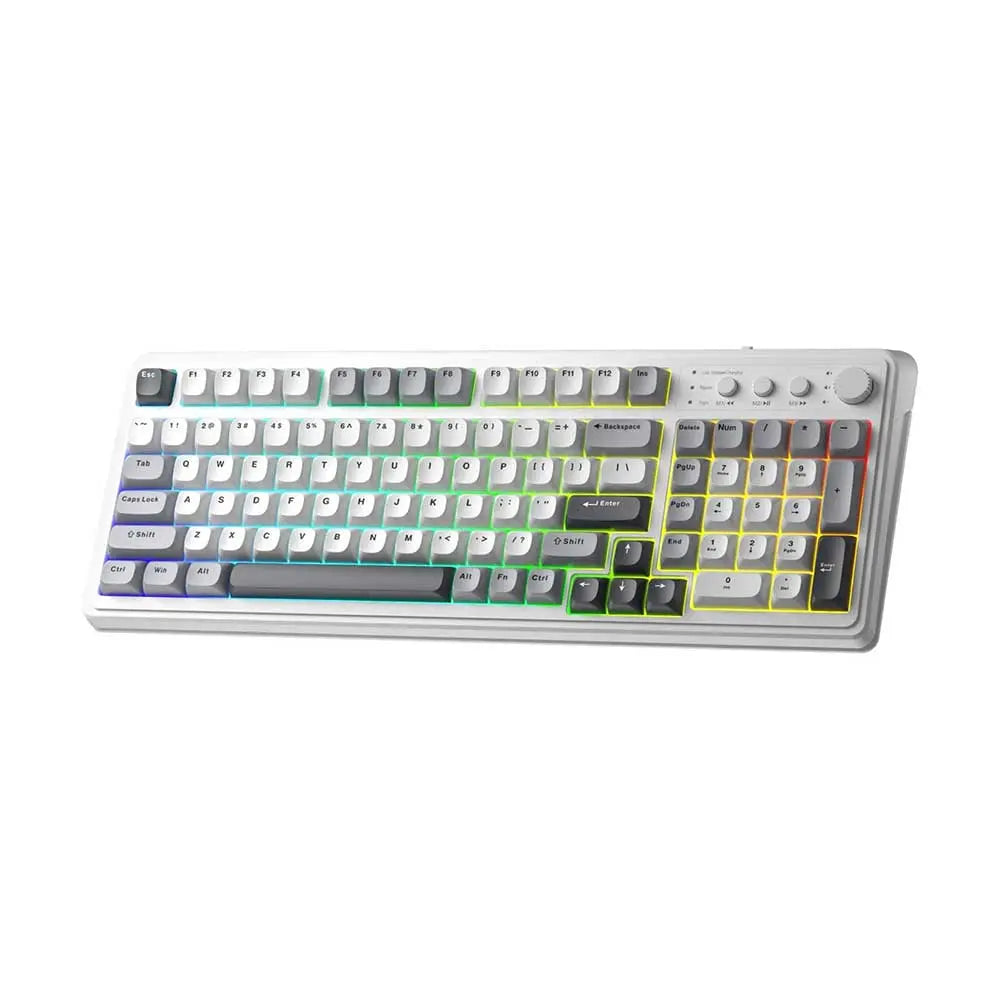 AULA S99 Tri-Mode (2.4G/BT/Wired) Programmable Full Size Membrane Gaming Keyboard Grey White – TechCure India