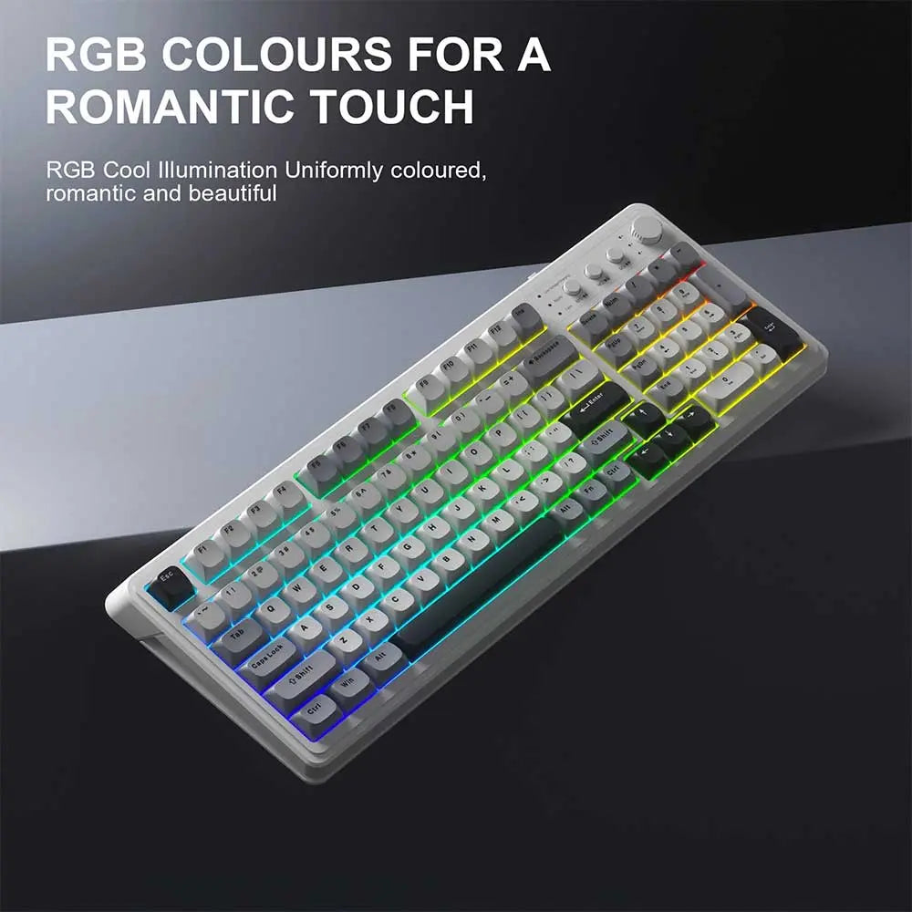 AULA S99 Tri-Mode (2.4G/BT/Wired) Programmable Full Size Membrane Gaming Keyboard Grey White – TechCure India