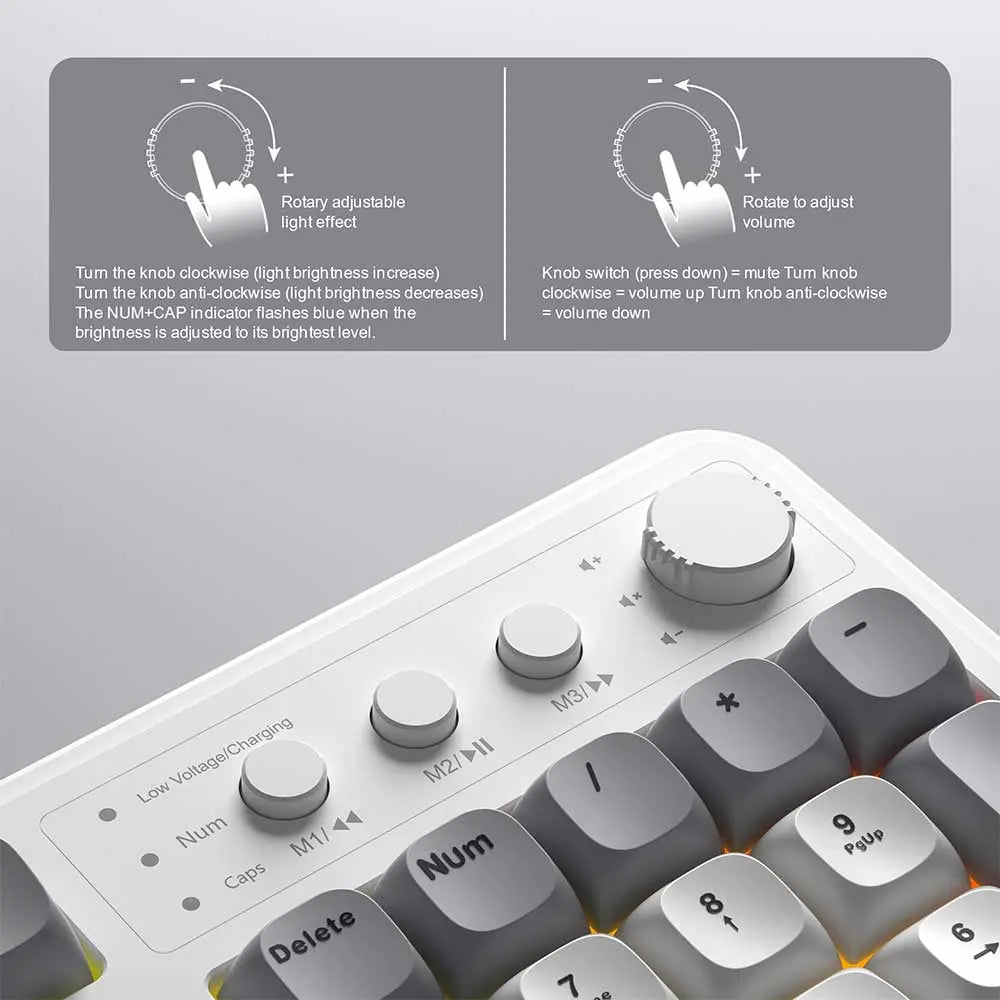 AULA S99 Tri-Mode (2.4G/BT/Wired) Programmable Full Size Membrane Gaming Keyboard Grey White – TechCure India