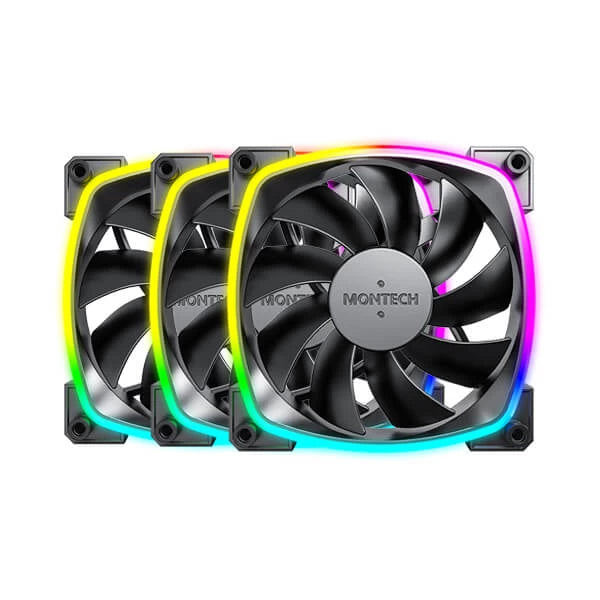 Montech AX120 PWM ARGB Black Case Fan (3 Pack) – TechCure India