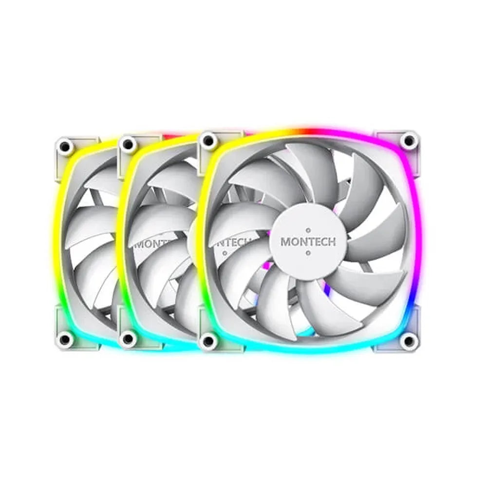 MONTECH AX120 PWM 120mm ARGB Cabinet Fan (White) (Triple Pack) – TechCure India