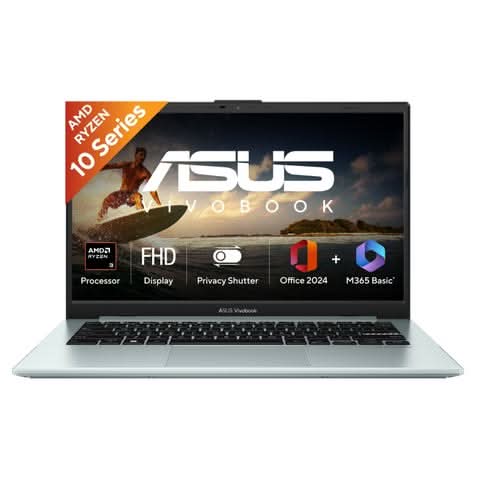 ASUS Vivobook Go 15 E1504FA-BQ2117WS, AMD Ryzen 3 30, 8GB, 512GB, AMD Radeon Graphics, 15.6 inch FHD screen, Windows 11 Home, Office Home 2024, M365 Basic - 1 Year Validity, Student Laptop, 1 Year(s) Warranty, Green – TechCure India