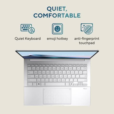 ASUS Zenbook 14 UX3405CA-QL1507WS, Intel Core Ultra 5 225H, 16GB RAM, 512GB SSD, Intel Arc Graphics, 14 inch OLED Touch FHD+, Windows 11 Home, Office Home 2024, M365 Basic-1 Year Validity, Thin and Light AI Laptop, 1 Year(s) Warranty, Grey – TechCure India