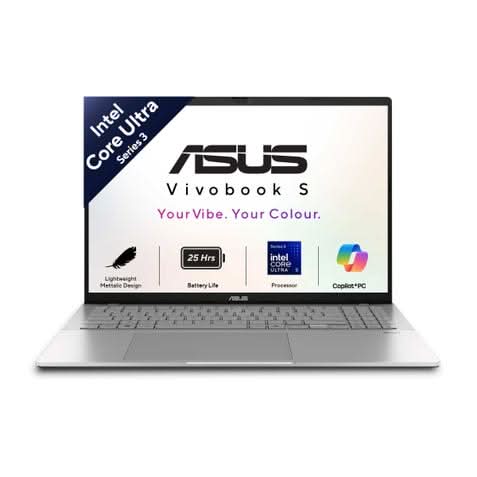 ASUS Vivobook S16 S3607AA-SH087WS, Intel Core Ultra 5 325 Series 3, 16GB RAM, 512GB SSD, Intel Graphics, 16 inch OLED FHD, Windows 11 Home, Office Home 2024, M365 Basic-1 Year Validity), AI Powered Laptop, 1 Year(s) Warranty, Silver – TechCure India