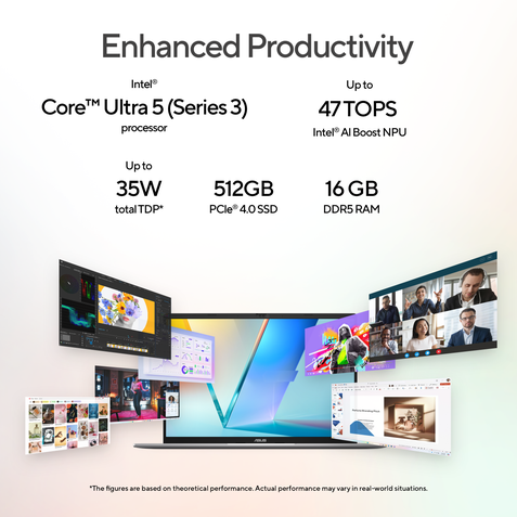 ASUS Vivobook S16 S3607AA-SH087WS, Intel Core Ultra 5 325 Series 3, 16GB RAM, 512GB SSD, Intel Graphics, 16 inch OLED FHD, Windows 11 Home, Office Home 2024, M365 Basic-1 Year Validity), AI Powered Laptop, 1 Year(s) Warranty, Silver – TechCure India