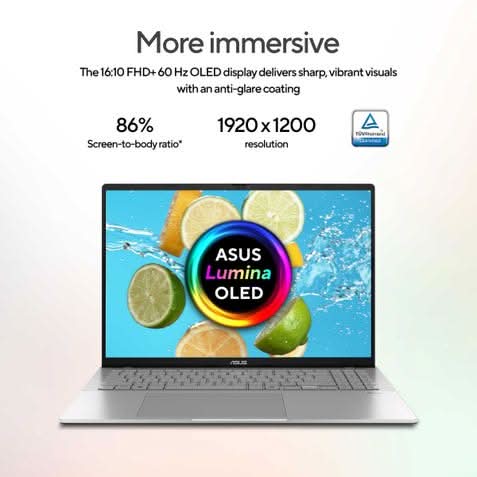 ASUS Vivobook S16 S3607AA-SH087WS, Intel Core Ultra 5 325 Series 3, 16GB RAM, 512GB SSD, Intel Graphics, 16 inch OLED FHD, Windows 11 Home, Office Home 2024, M365 Basic-1 Year Validity), AI Powered Laptop, 1 Year(s) Warranty, Silver – TechCure India