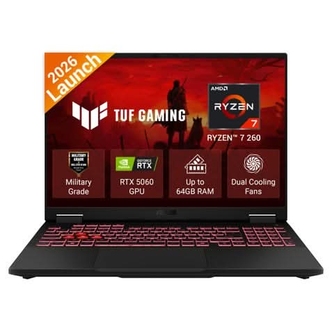 ASUS TUF Gaming A16 FA608UMI-TU288WS, AMD Ryzen 7 260, RTX 5060 GPU, 16GB RAM, 512GB SSD, 16 inch FHD+, Windows 11 Home, Office Home 2024, M365 Basic-1 Year Validity, Gaming Laptop, 1 Year(s) Warranty, Grey – TechCure India