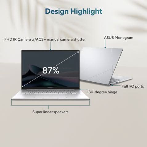 ASUS Zenbook 14 UX3405CA-QL1692WS, Intel Core Ultra 9 285H, 16GB RAM, 512GB SSD, Intel Arc Graphics, 14 inch OLED Touch FHD+, Windows 11 Home, Office Home 2024, M365 Basic-1 Year Validity, Thin and Light AI Laptop, 1 Year(s) Warranty, Silver – TechCure India