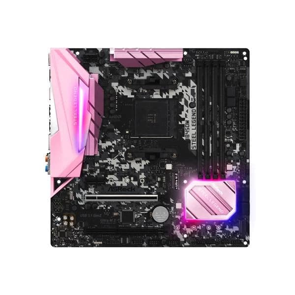 ASROCK B450M Steel Legend Pink Edition DDR4 AMD Motherboard - 5