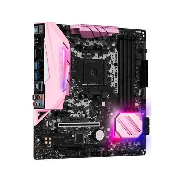ASROCK B450M Steel Legend Pink Edition DDR4 AMD Motherboard - 4