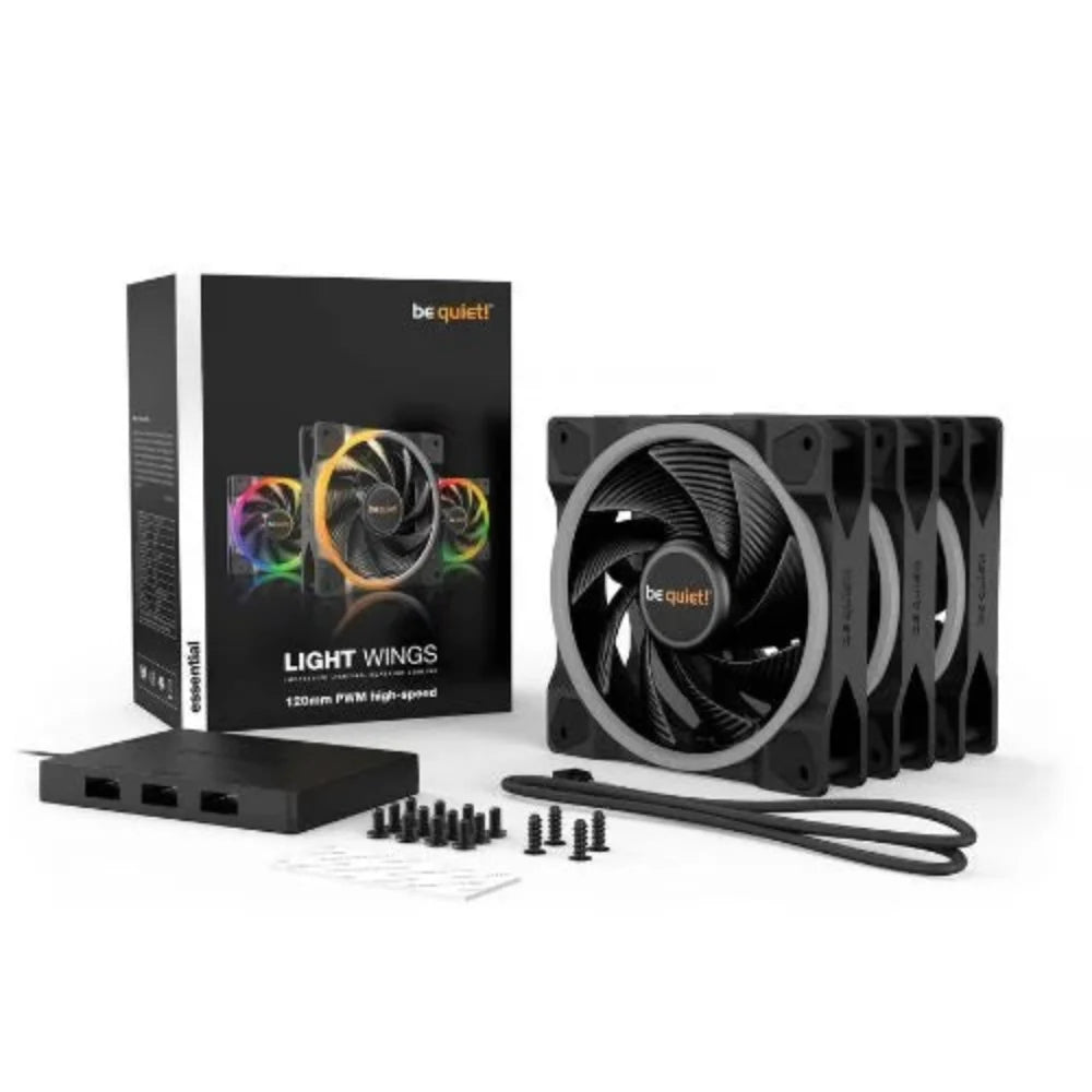 BE QUIET Light Wings 120mm ARGB PWM High Speed Cabinet Fan ( Black ) ( Triple Pack ) – TechCure India