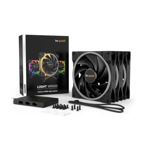 BE QUIET Light Wings 140mm ARGB PWM High Speed Cabinet Fan ( Black ) ( Triple Pack ) – TechCure India