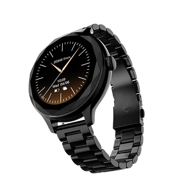 Noise Diva Smartwatch with Diamond Cut dial Glossy Metallic Finish AMOLED Display (Metallic Black) – TechCure India