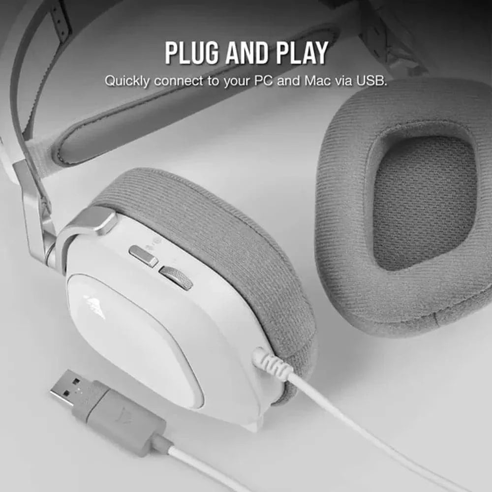 CORSAIR HS80 RGB USB 7.1 Surround Gaming Headphone With Mic ( White ) ( PC ) - 5