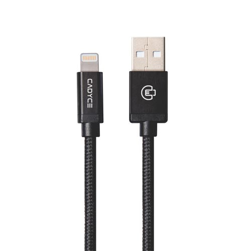 Cadyce Cotton Braided lightning Cable – Black 1.2mts CA-ULCB(1.2) – TechCure India