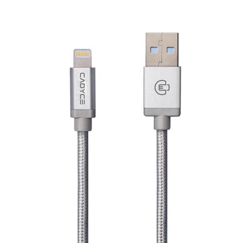 Cadyce Cotton Braided lightning Cable – Silver 2mts CA-ULCS(2.0) – TechCure India