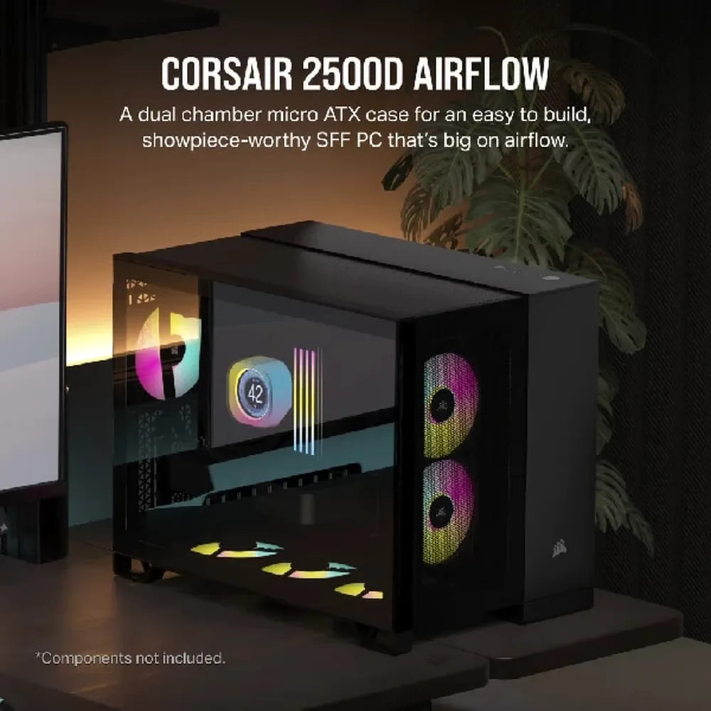 CORSAIR 2500D Airflow MATX Mini Tower Dual Chamber Cabinet (Black) - 2