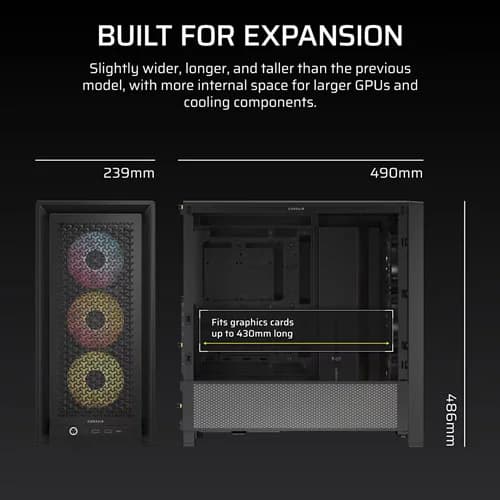 CORSAIR Frame 4000D RS ARGB EATX Mid Tower Cabinet ( Black ) - 4
