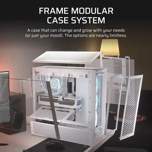 CORSAIR Frame 4000D RS ARGB EATX Mid Tower Cabinet ( White ) – TechCure India