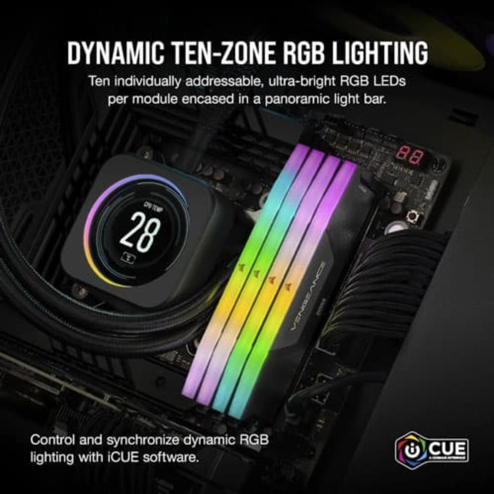 CORSAIR Vengeance RGB 16GB ( 16GBx1 ) 5200MHz DDR5 Desktop RAM ( CL40 ) - 4