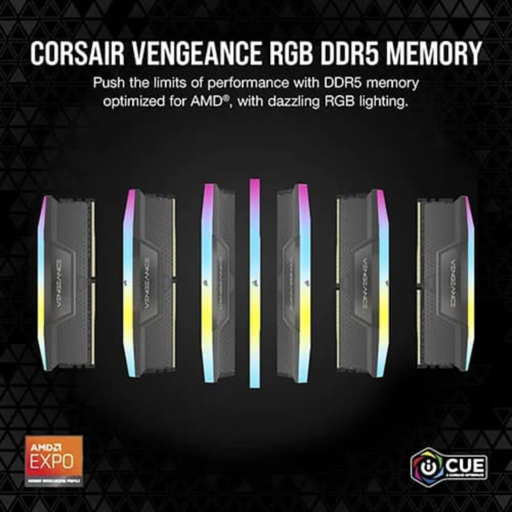 CORSAIR Vengeance RGB 32GB ( 32GBx1 ) 5200MHz DDR5 RAM (Black) ( CL40 ) - 4