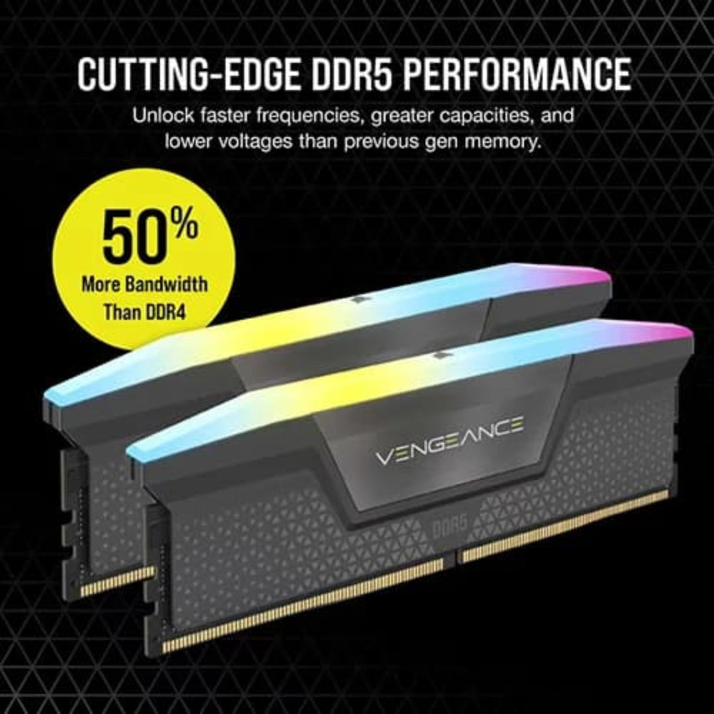 CORSAIR Vengeance RGB 32GB ( 16GB x 2 ) 6000MHz DDR5 RAM ( Grey ) ( CL30 ) - 2