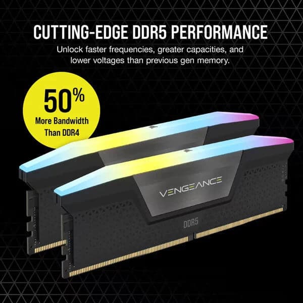 CORSAIR Vengeance RGB 64GB ( 32GBx2 ) 6000MHz DDR5 RAM CL40 - 4