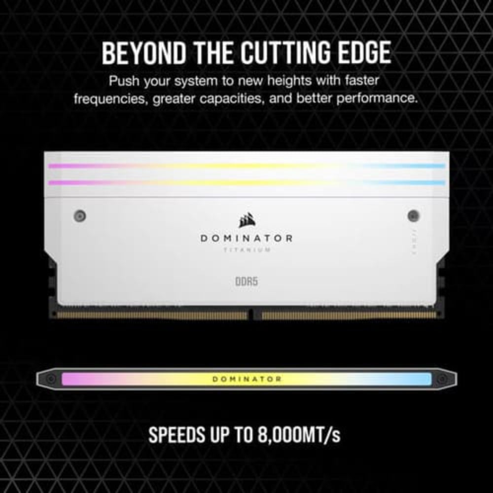 CORSAIR Dominator Titanium RGB 32GB ( 16GB x 2 ) 6000MHz DDR5 RAM ( White ) ( CL30 ) - 3