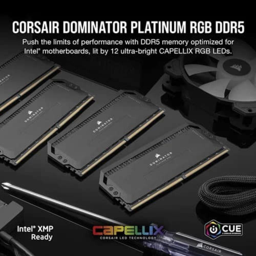 CORSAIR Dominator Platinum RGB 64GB ( 32GB x 2 ) 6600MHz DDR5 RAM (Black) ( CL32 ) - 3