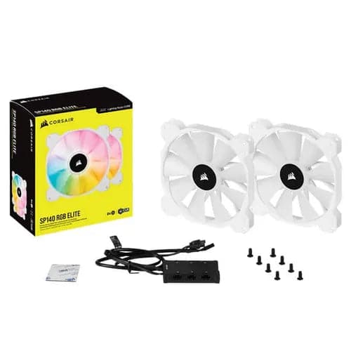CORSAIR ICUE SP140 140mm RGB Elite With Lighting Node Core Cabinet Fan (White) (Dual Pack) - 4