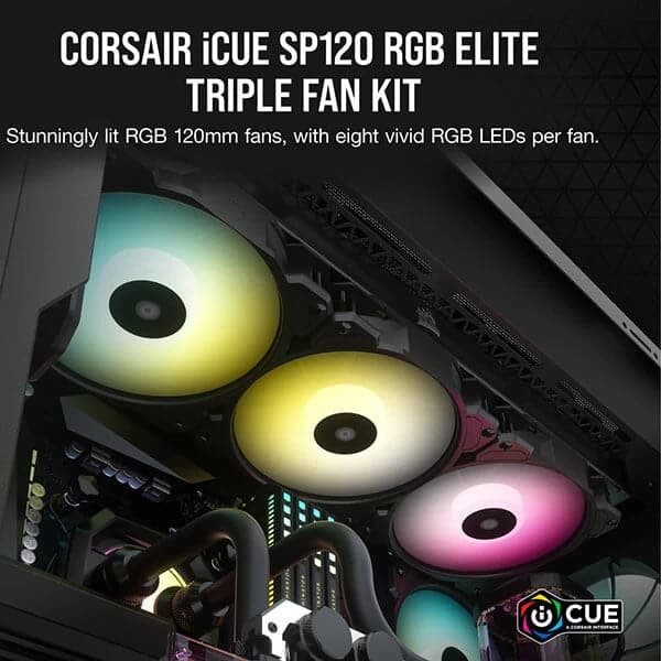 CORSAIR ICUE SP120 120mm RGB Elite Cabinet Fan (Black) (Triple Pack) - 4