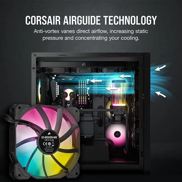 CORSAIR ICUE SP120 120mm RGB Elite Cabinet Fan (Black) (Triple Pack) - 5