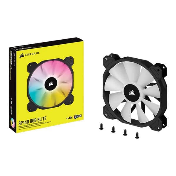 CORSAIR ICUE SP140 140mm RGB Elite White Cabinet Fan (Black) (Single Pack) - 2