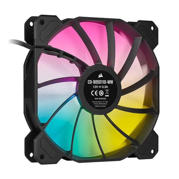 CORSAIR ICUE SP140 140mm RGB Elite White Cabinet Fan (Black) (Single Pack) - 6