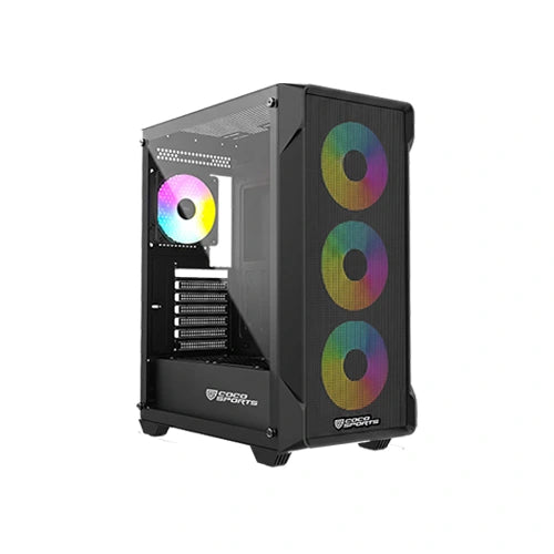 Coco Sports Nova 550 ARGB ATX Mid Tower Case – Model NOVA-550-TG-BLK – TechCure India