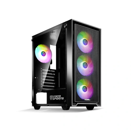 Coco Sports Nova X110 ARGB ATX Mid Tower Case – Model NOVA-X110-TG-BLK – TechCure India