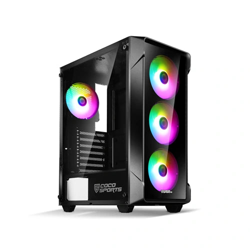 Coco Sports Nova X220 ARGB ATX Mid Tower Case – Model NOVA-X220-TG-BLK – TechCure India