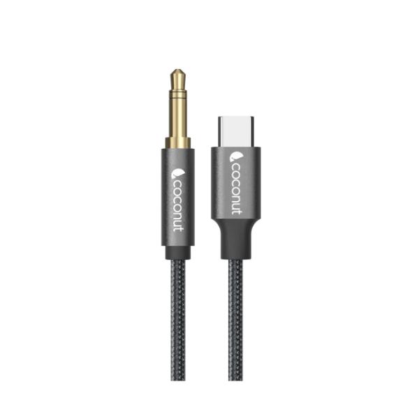 coconut AX13 Type C to 3.5mm AUX Audio 1M Cable,6 Months Warranty USB C to 3.5mm AUX Audio, Nylon Braided – TechCure India