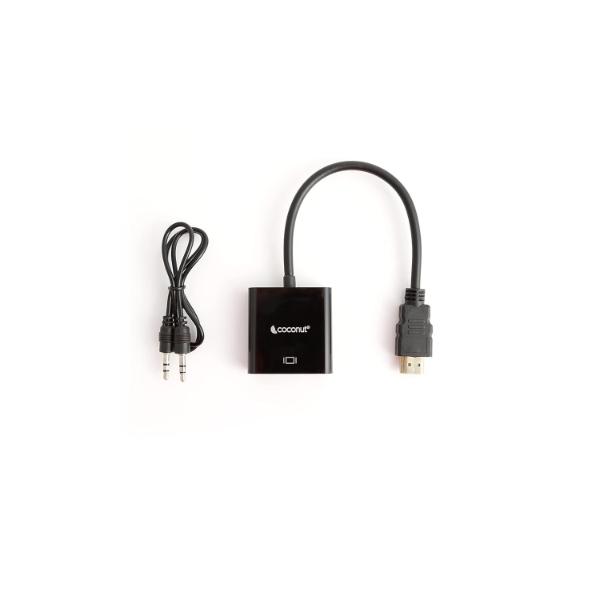 coconut HDMI to VGA with Audio Adapter High Speed 4K HD Video Converter Gold Plated HDMI to VGA (Male to Female) for Computer, Laptop, Xbox, HDTV - Black – TechCure India
