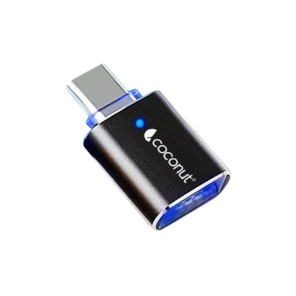 coconut OT01 USB 3.0 to Type C OTG Adapter, Aluminum Body (Black) – TechCure India
