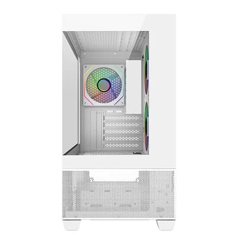 Cooler Master Elite 490 White ARGB M-ATX Mini Tower Cabinet With High-Airflow Mesh Front, Tempered Glass Side Panel, Dual ARGB Fans, USB Type-C, Upto 360MM Radiator Support – TechCure India
