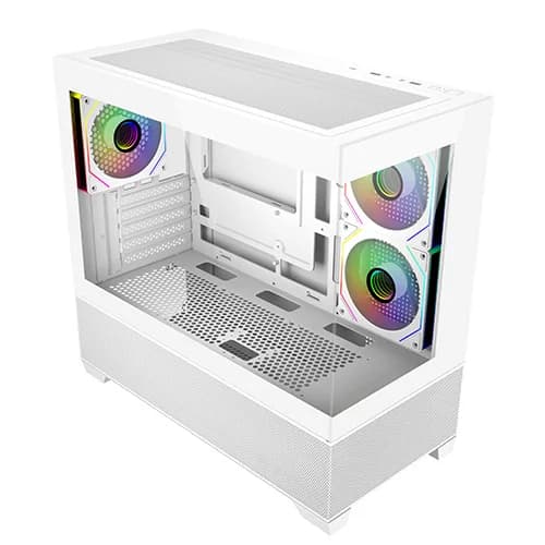 Cooler Master Elite 490 White ARGB M-ATX Mini Tower Cabinet With High-Airflow Mesh Front, Tempered Glass Side Panel, Dual ARGB Fans, USB Type-C, Upto 360MM Radiator Support – TechCure India