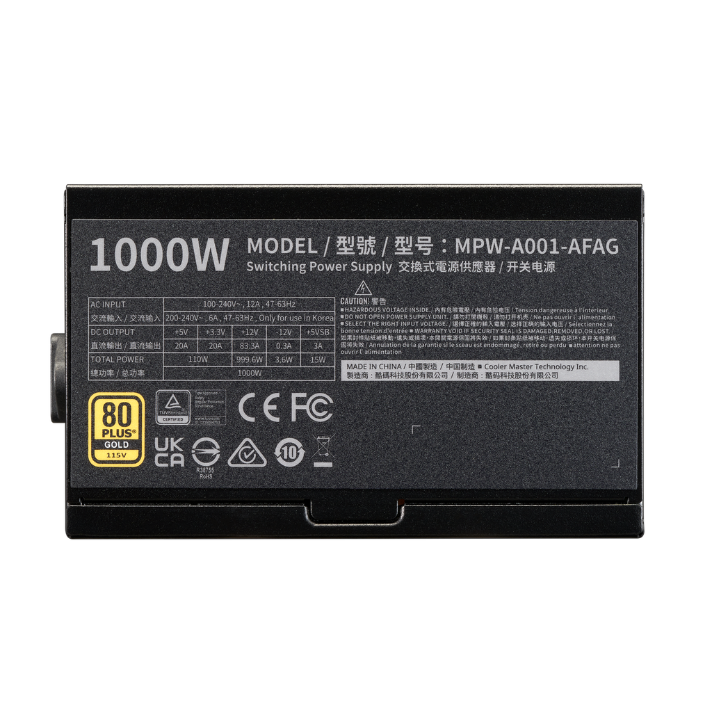 Cooler Master Elite Gold 1000W 80 Plus Gold Fully Modular Power Supply (MPX-A005-AFAG-NBIN) – TechCure India