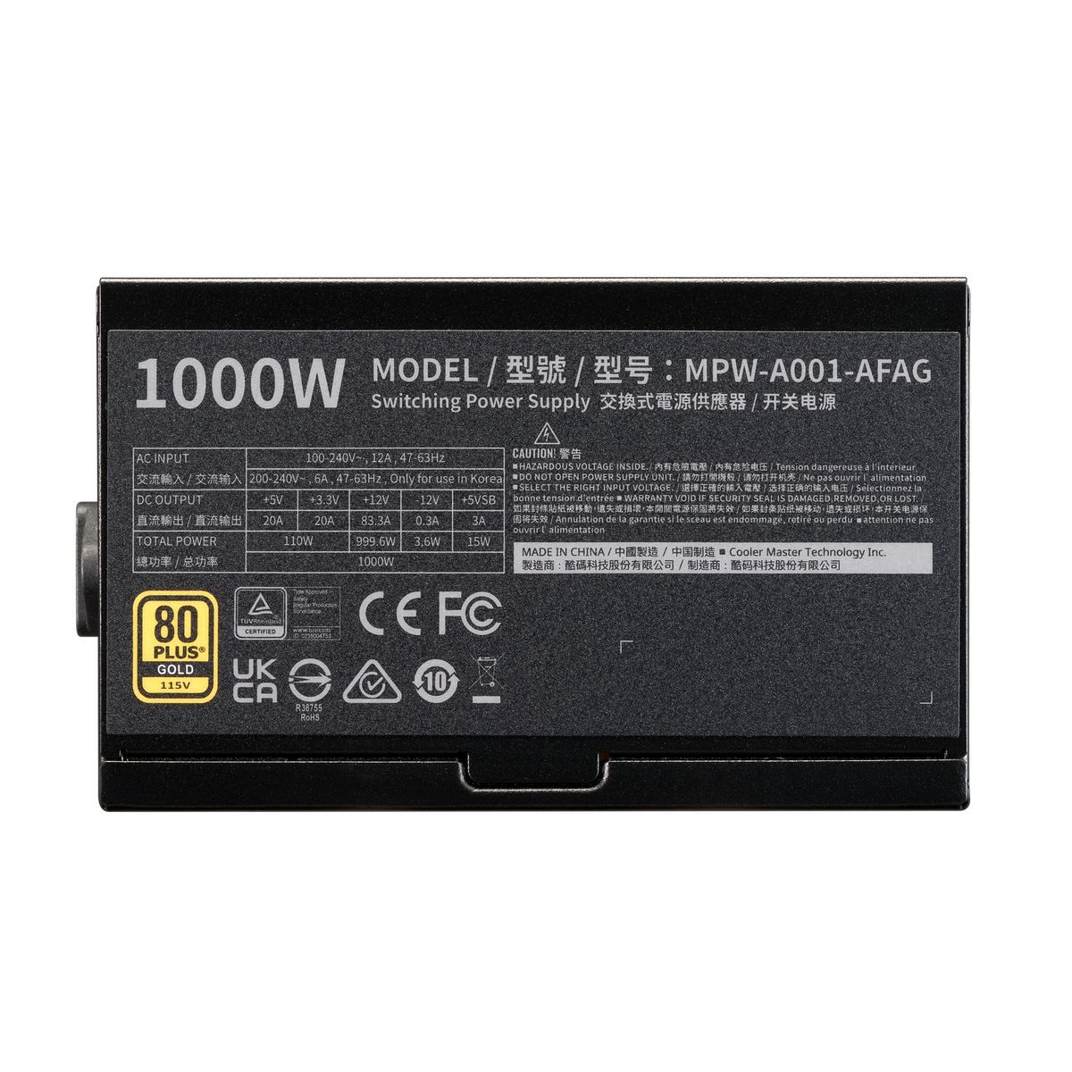 Cooler Master Elite Gold 1000W 80 Plus Gold Fully Modular Power Supply (MPX-A005-AFAG-NBIN) – TechCure India