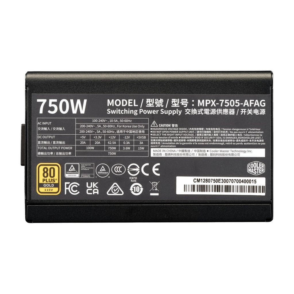ELITE GOLD 750 - power supply unit side with Elite Gold 750 branding