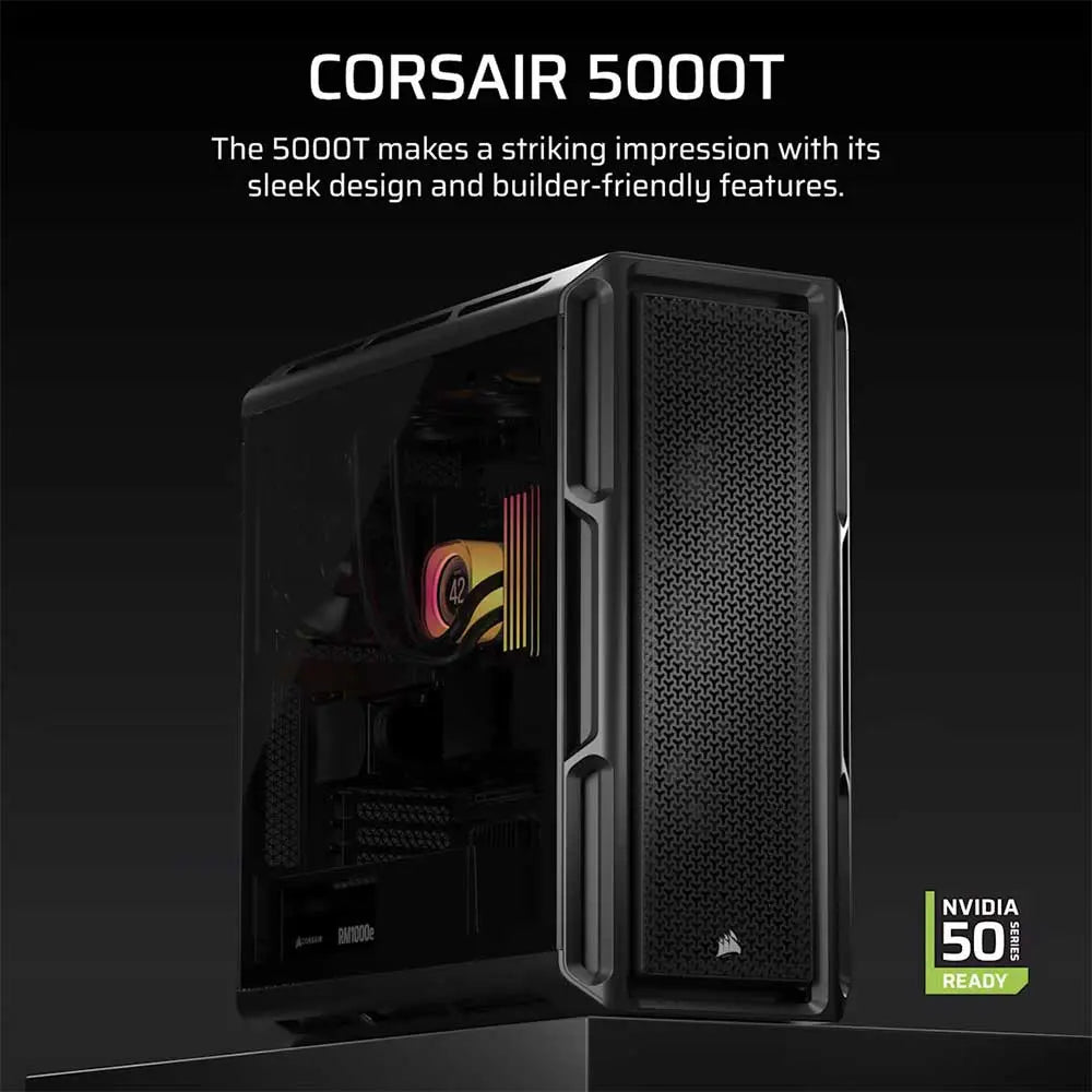 Corsair 5000T Mid-Tower Mini-ITX High-Performance Cabinet Black (CC-9011300-WW) – TechCure India