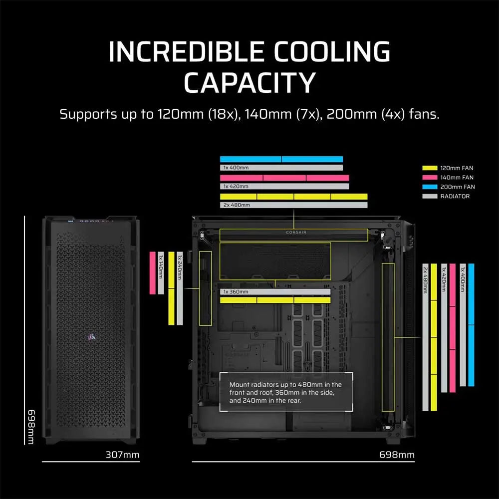 Corsair 9000D RGB Airflow Super Full Tower ATX Cabinet Black (CC-9011273-WW) – TechCure India