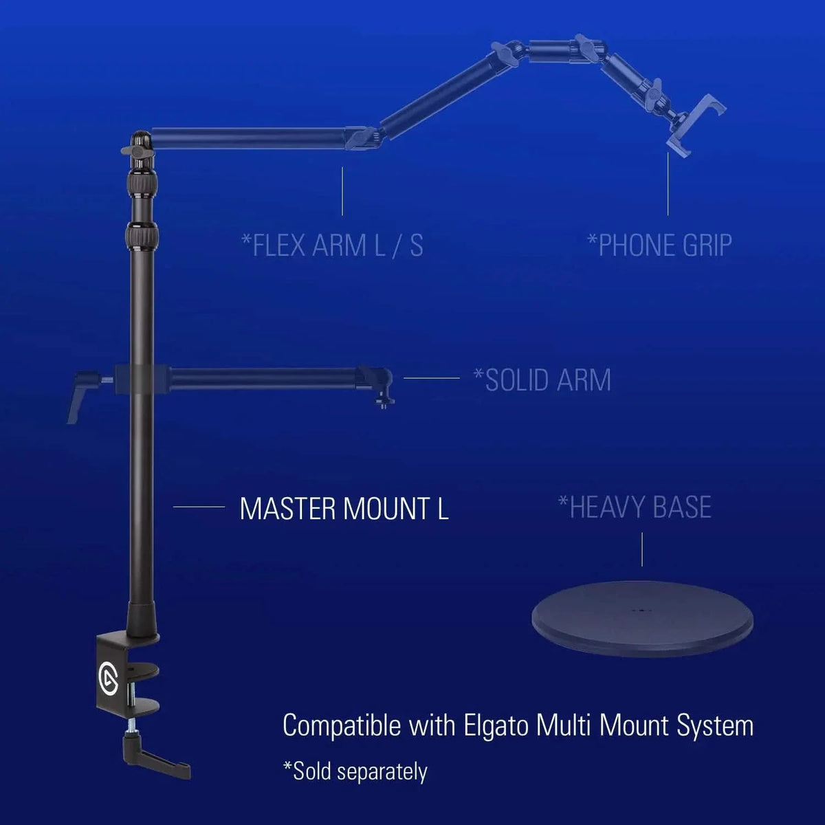 Corsair Elgato Master Mount L Extendable Up to 125 CM/49 Inches – Padded Desk Clamp – TechCure India
