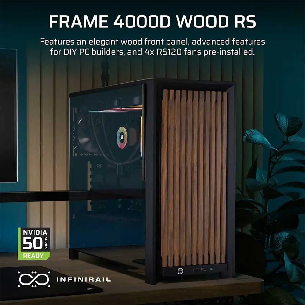 Corsair Frame 4000D Wood RS Module Mid Tower Cabinet Black/Walnut (CC-9011340-WW) – TechCure India