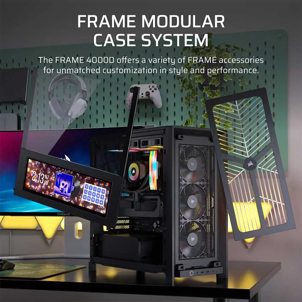 Corsair Frame 4000D Wood RS Module Mid Tower Cabinet Black/Walnut (CC-9011340-WW) – TechCure India